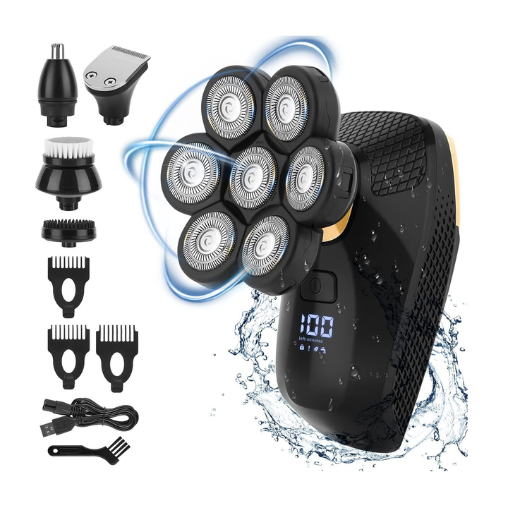 Vablee™ 7D Bald Shaver Kit Pro - With the new upgraded version of our shaver, 7 stainless steel razor heads will flex and contour to the shape of your skull or face. The ergonomic design makes your use intuitive and doesn't even require a mirror.