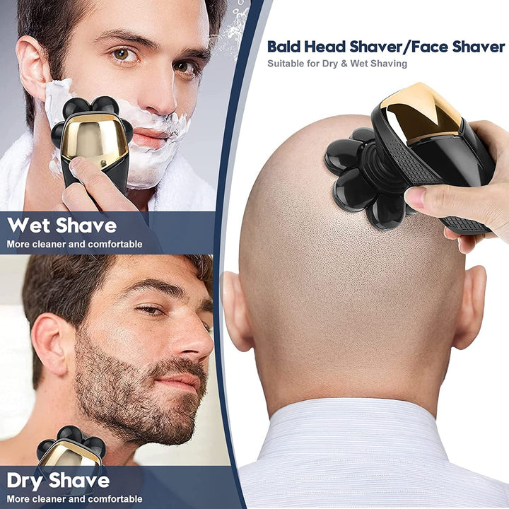 Vablee™ 7D Bald Shaver Kit Pro - With the new upgraded version of our shaver, 7 stainless steel razor heads will flex and contour to the shape of your skull or face. The ergonomic design makes your use intuitive and doesn't even require a mirror.