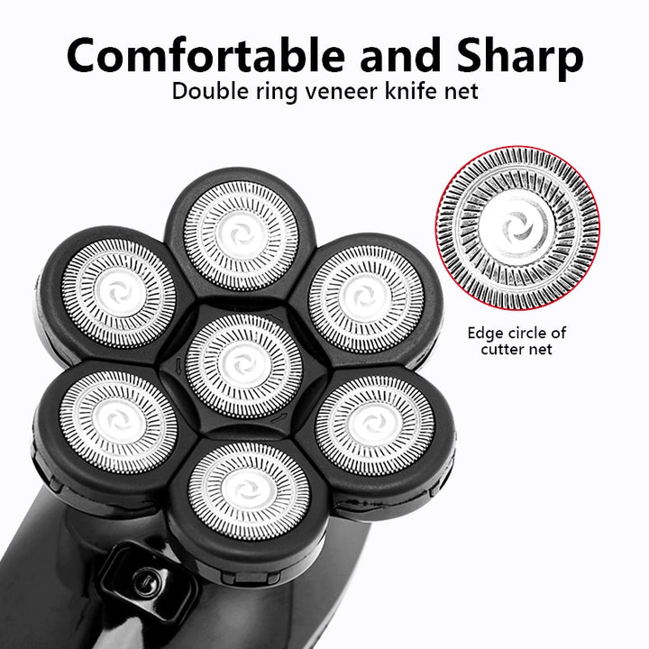 Vablee™ 7D Bald Shavers Replacement Heads - Its 7D flex floating heads rotate to follow the contours of your face, head, neck, and jaw, offering closer and cleaner trimming without skin irritation.