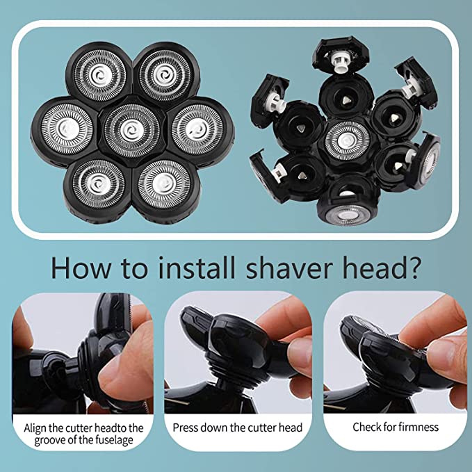 Vablee™ 7D Bald Shavers Replacement Heads - Its 7D flex floating heads rotate to follow the contours of your face, head, neck, and jaw, offering closer and cleaner trimming without skin irritation.